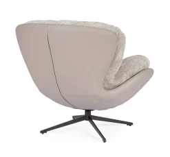 Sillón Giratorio Tapizado en Tela y Cuero Sintético Gris Oscuro y Vsion ADINDA 0732240