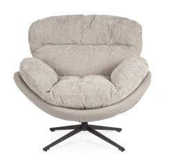 Sillón Giratorio Tapizado en Tela y Cuero Sintético Gris Oscuro y Vsion ADINDA 0732240