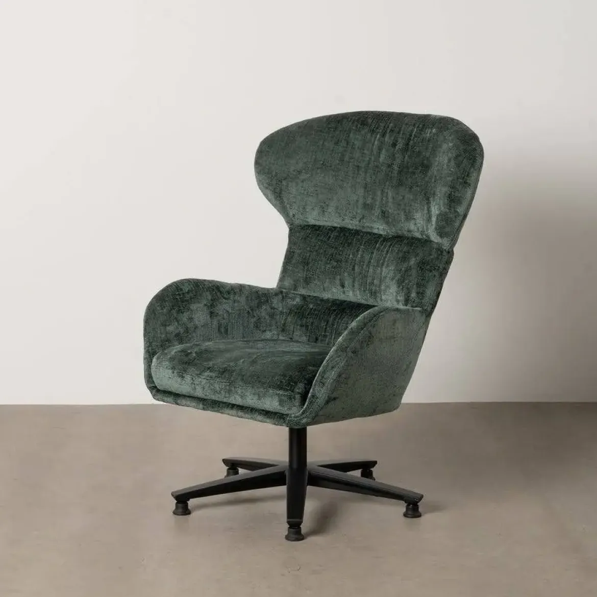 Sillón Giratorio Verde con Base Metálica y Tapizado Suave 612622