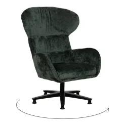 Sillón Giratorio Verde con Base Metálica y Tapizado Suave 612622