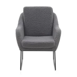 Sillón gris tapizado con patas metálicas negras GABAR 10780