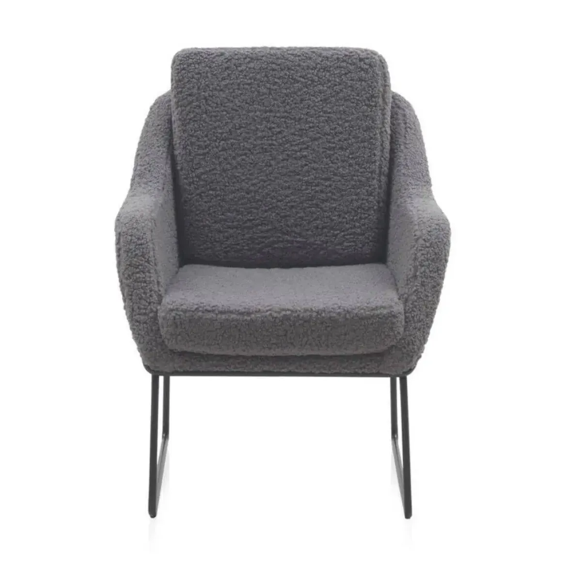 Sillón gris tapizado con patas metálicas negras GABAR 10780