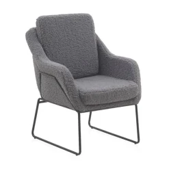 Sillón gris tapizado con patas metálicas negras GABAR 10780