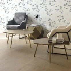 Sillón gris tapizado con patas metálicas negras GABAR 10780