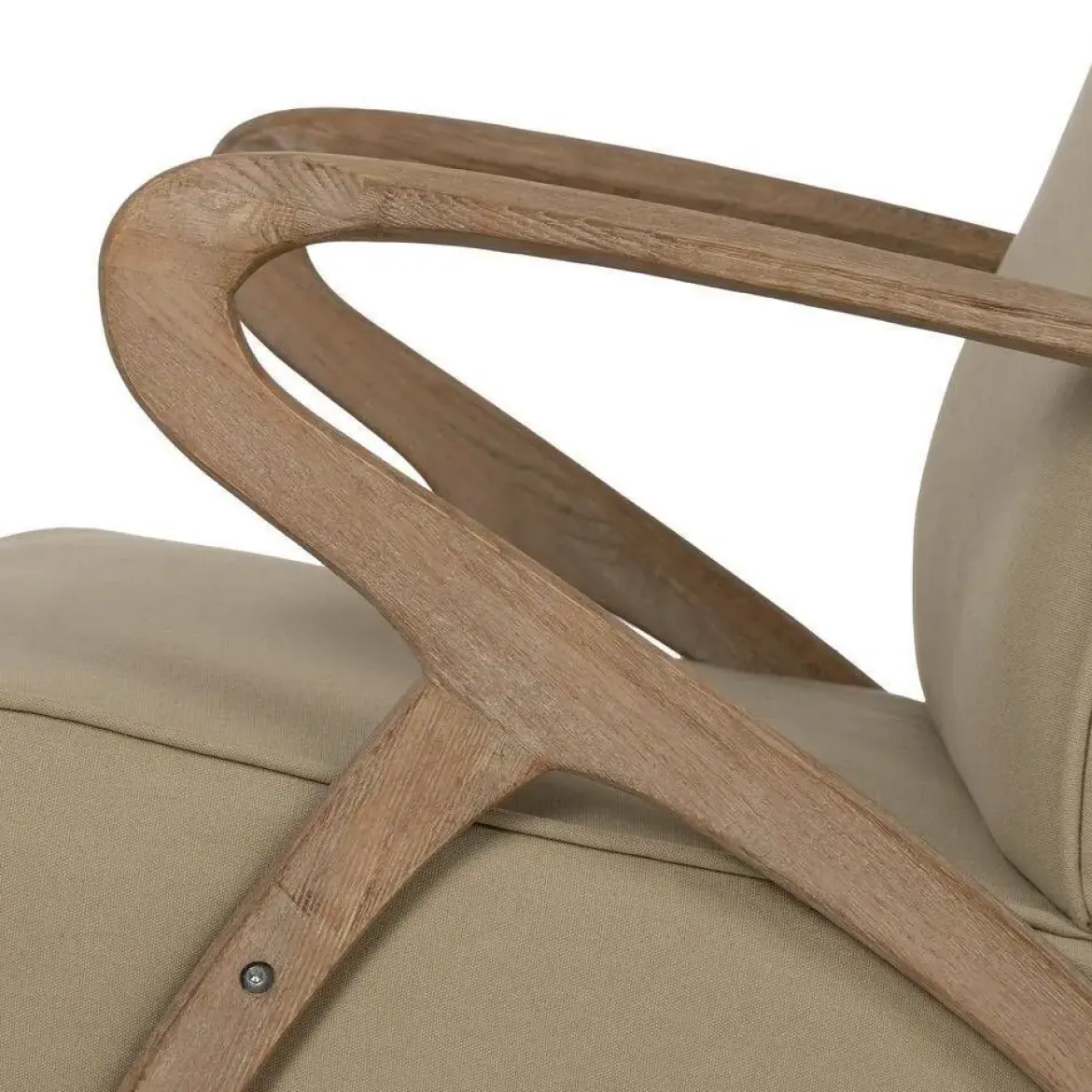 Sillón Natural con Estructura de Madera y Tapizado Beige 613836
