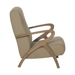 Sillón Natural con Estructura de Madera y Tapizado Beige 613836
