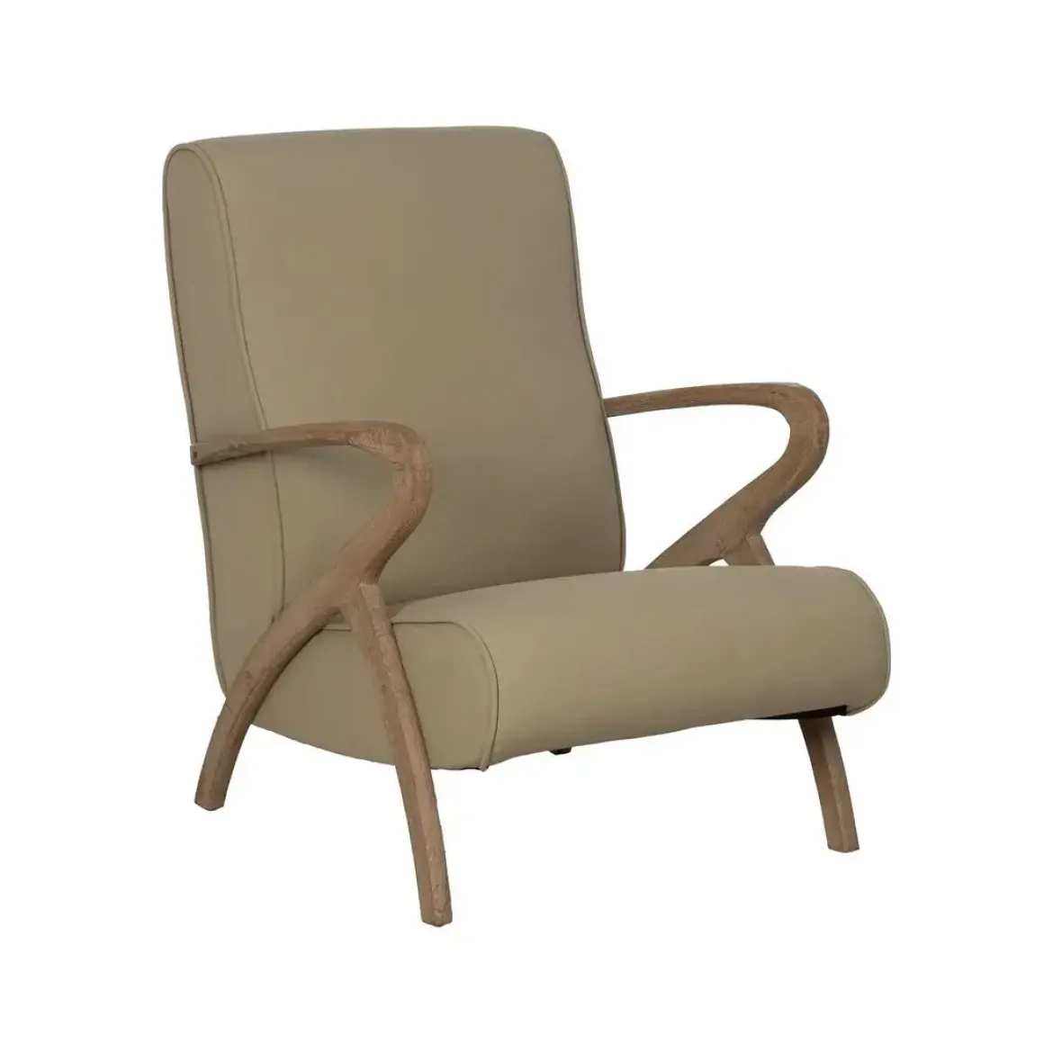 Sillón Natural con Estructura de Madera y Tapizado Beige 613836