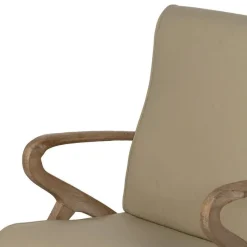 Sillón Natural con Estructura de Madera y Tapizado Beige 613836