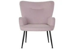 Sillón Orejero Tapizado en Poliéster Rosa con Reposapiés MB-191899