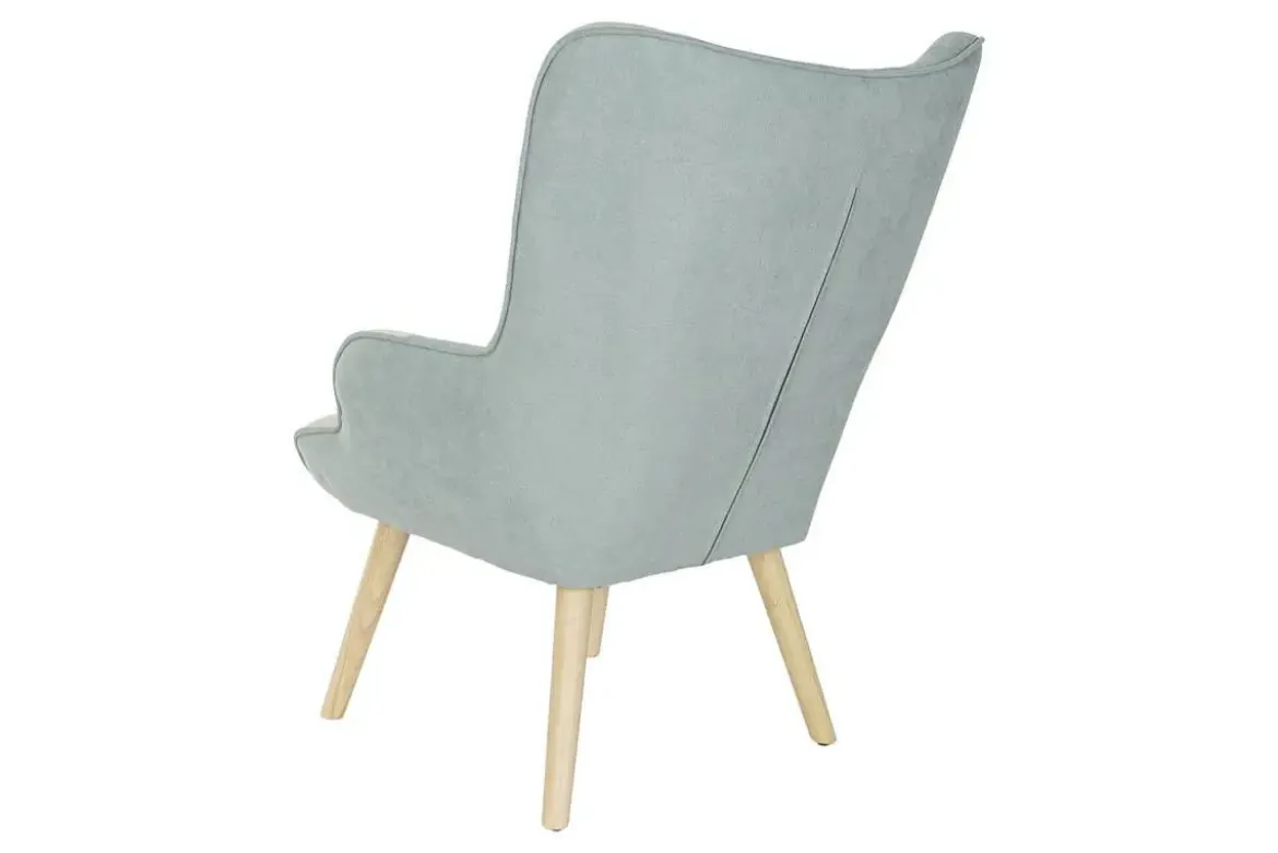 Sillón Orejero Tapizado Multicolor con Reposapiés Madera Hevea MB-207731