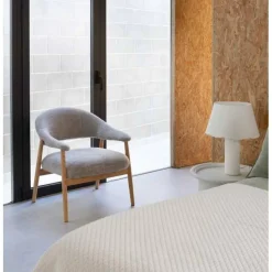 Sillón Pequeño de Madera de Roble Tapizado Blanco GABAR 11687
