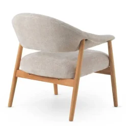 Sillón Pequeño de Madera de Roble Tapizado Blanco GABAR 11687