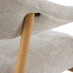 Sillón Pequeño de Madera de Roble Tapizado Blanco GABAR 11687