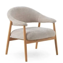 Sillón Pequeño de Madera de Roble Tapizado Blanco GABAR 11687