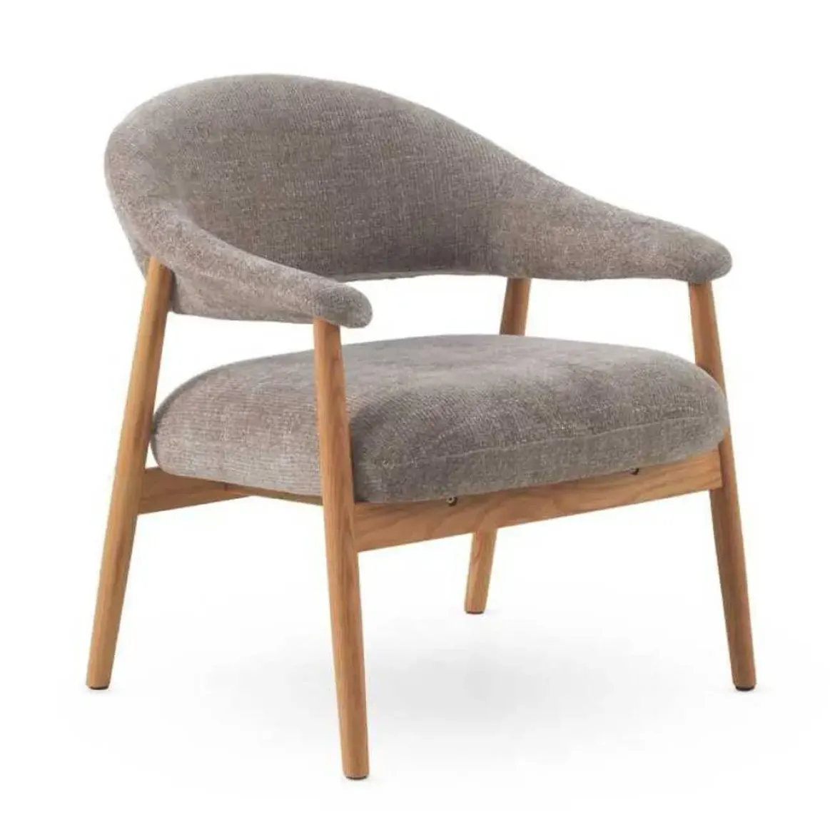 Sillón Pequeño de Madera de Roble Tapizado Topo GABAR 11688