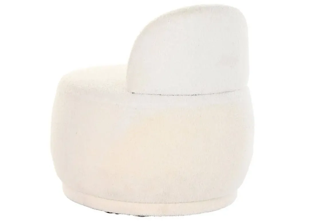 Sillón Puff Tapizado en Poliéster Borreguito Blanco MB-199964