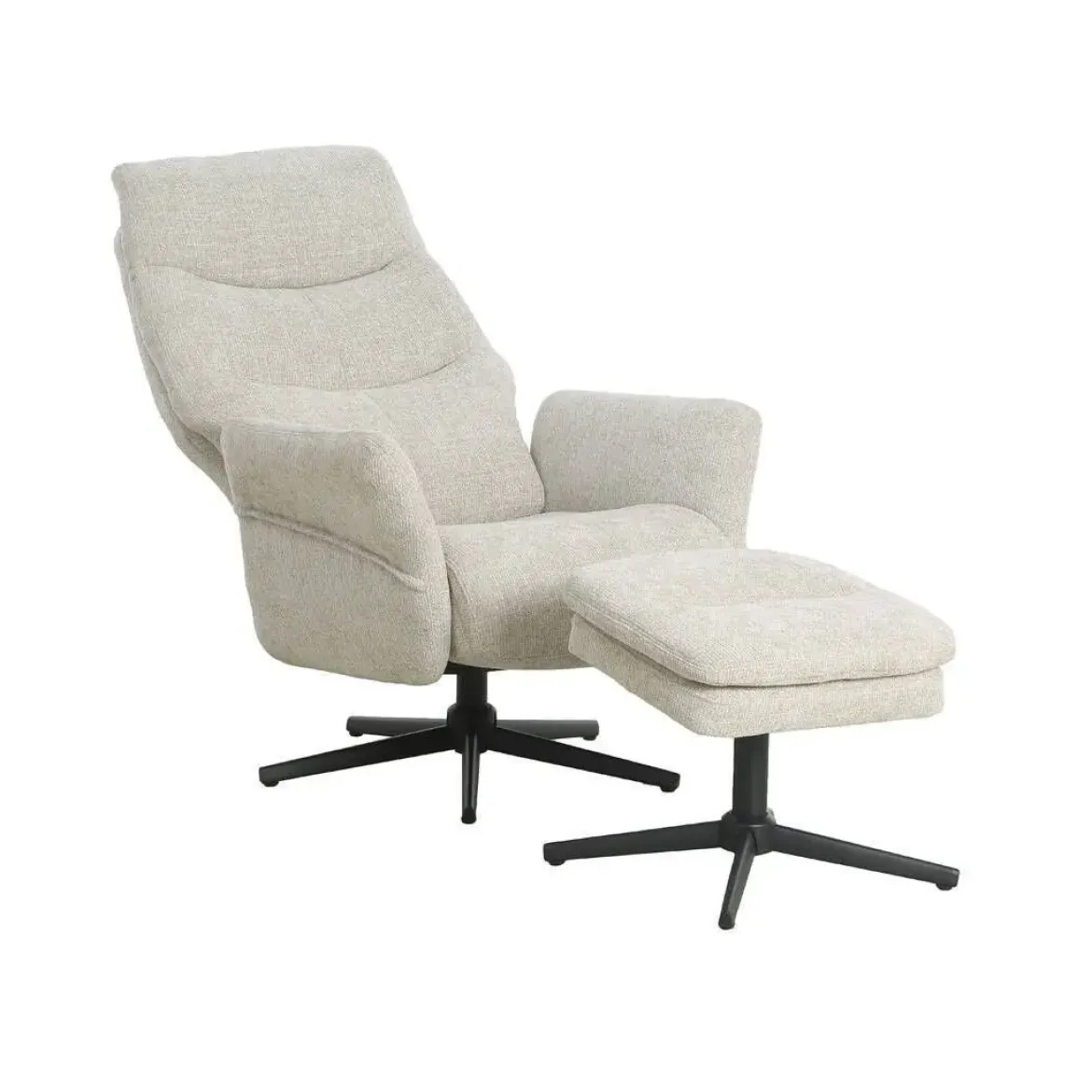 Sillón Relax con Puff Tapizado en Tela Gris Claro MAX