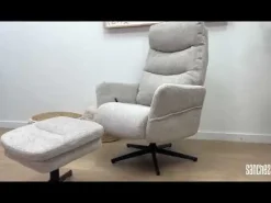 Sillón Relax con Puff Tapizado en Tela Gris Claro MAX