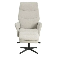 Sillón Relax con Puff Tapizado en Tela Gris Claro MAX