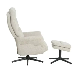 Sillón Relax con Puff Tapizado en Tela Gris Claro MAX