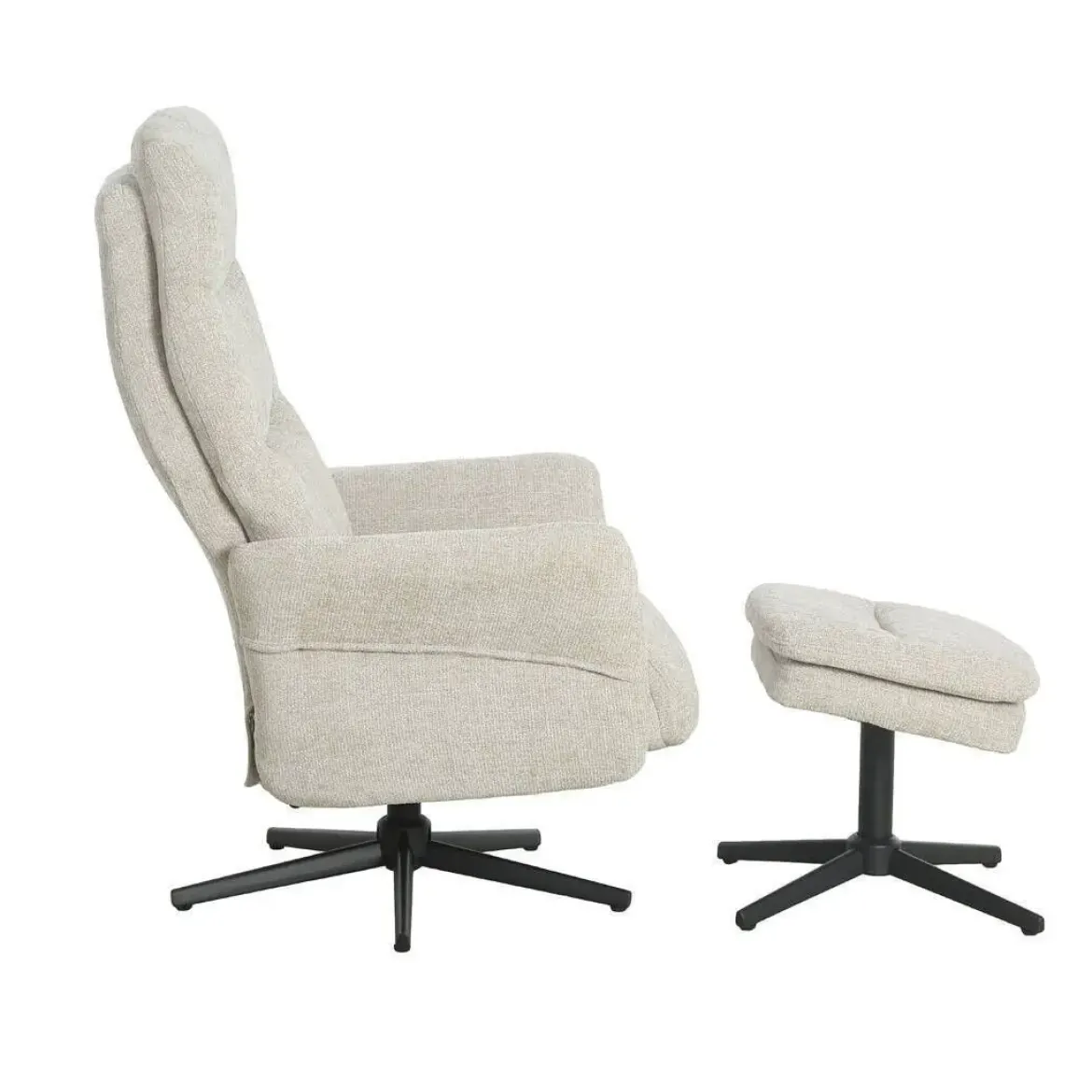 Sillón Relax con Puff Tapizado en Tela Gris Claro MAX