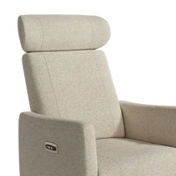 Sillón Relax Eléctrico Giratorio en Tela Nácar con USB VERA