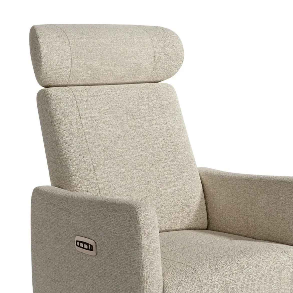 Sillón Relax Eléctrico Giratorio en Tela Nácar con USB VERA