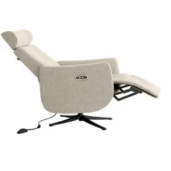Sillón Relax Eléctrico Giratorio en Tela Nácar con USB VERA