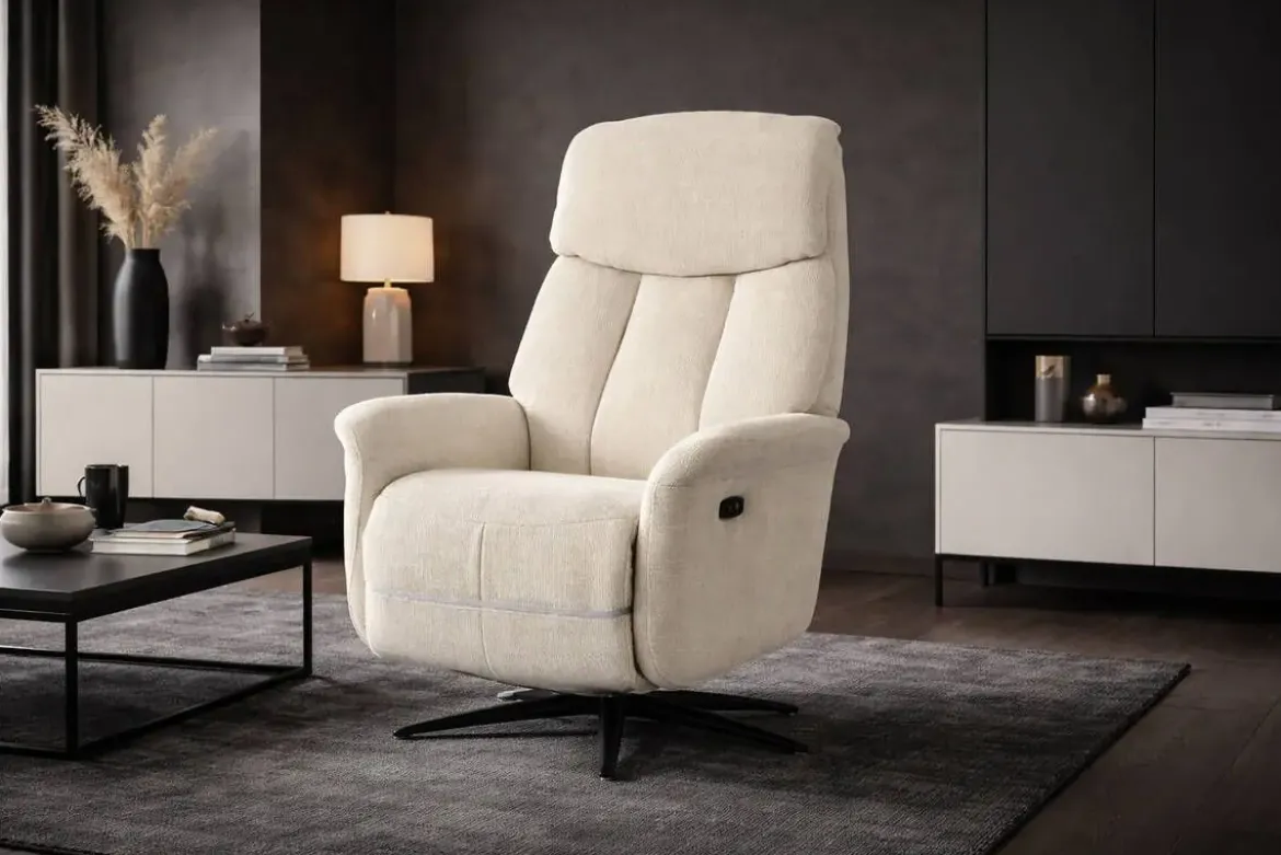 Sillón Relax Eléctrico Tapizado en Tela Beige ALBAYZIN