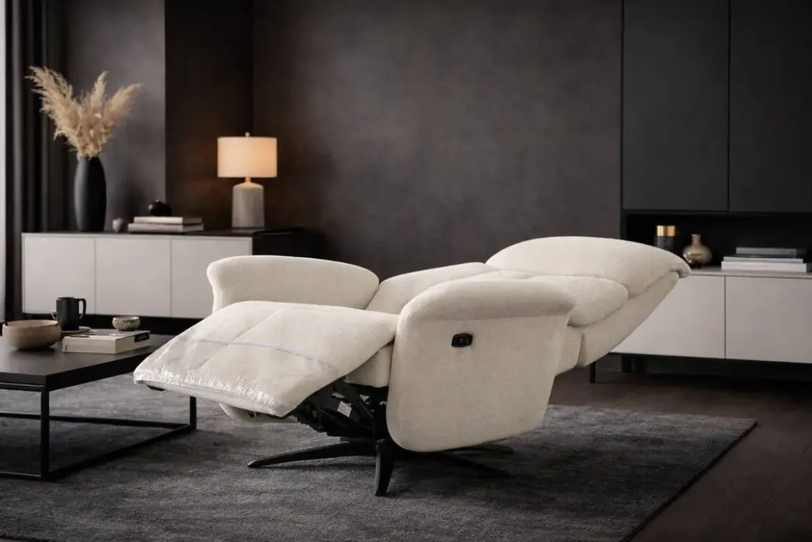 Sillón Relax Eléctrico Tapizado en Tela Beige ALBAYZIN