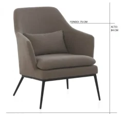 Sillón Tapizado con Cojín y Patas Metálicas GABAR
