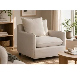 Sillón Tapizado Desenfundable en Poliéster Beige MB-211734