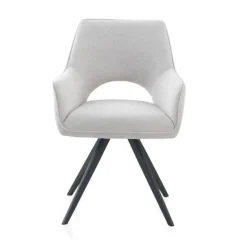 Sillón tapizado en color beige con patas metálicas negras GABAR 11058/1