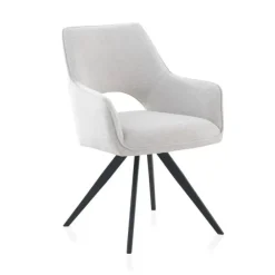 Sillón tapizado en color beige con patas metálicas negras GABAR 11058/1