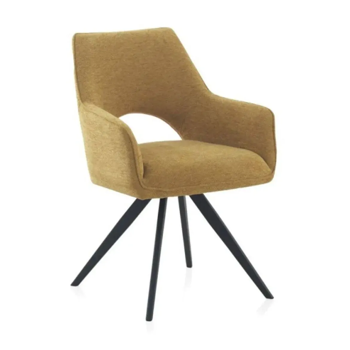 Sillón tapizado en color mostaza con patas metálicas negras GABAR 11059/1