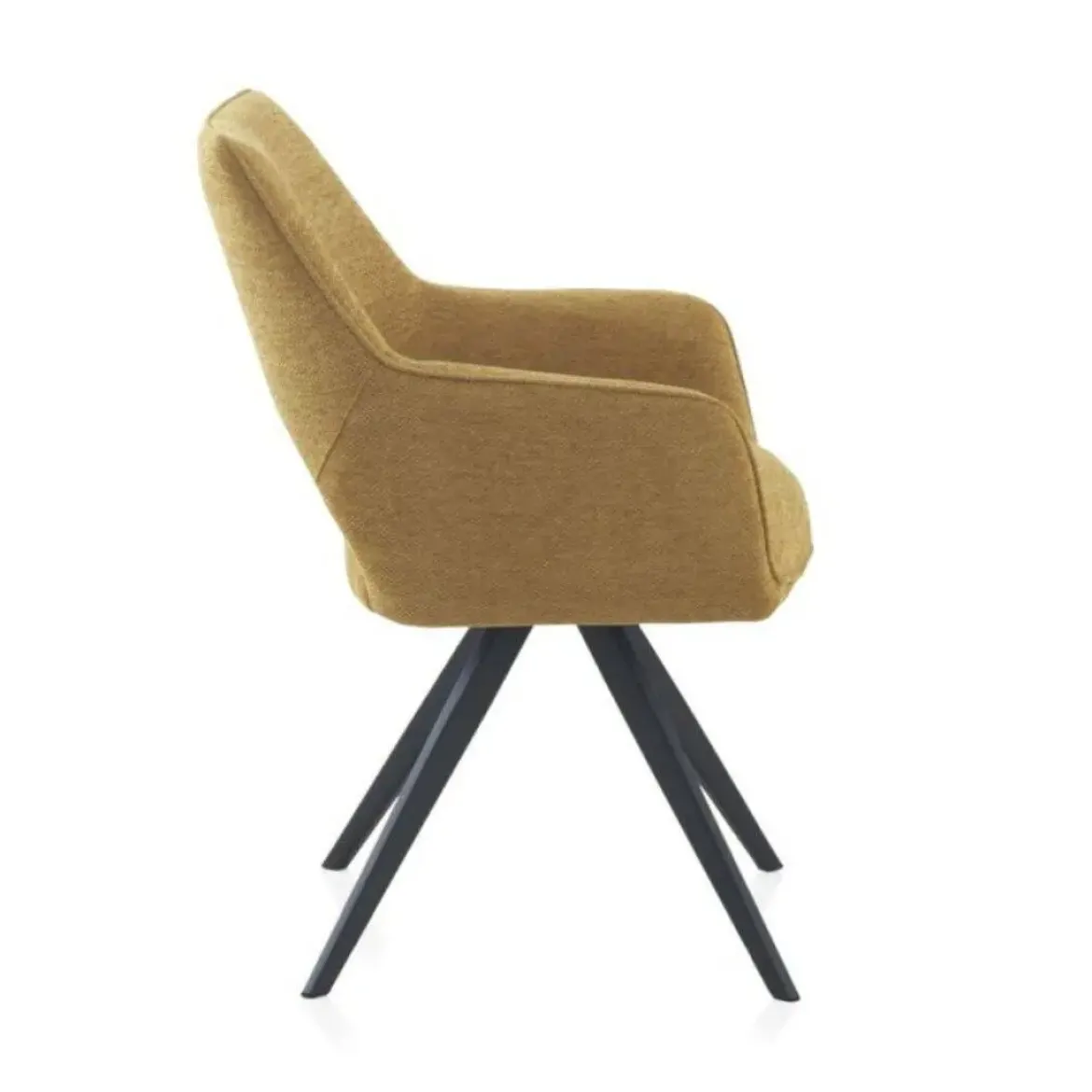 Sillón tapizado en color mostaza con patas metálicas negras GABAR 11059/1