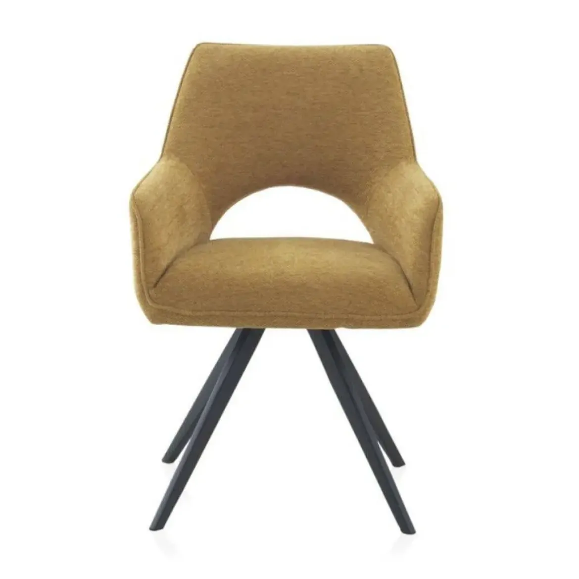 Sillón tapizado en color mostaza con patas metálicas negras GABAR 11059/1