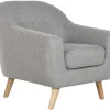 Sillón Tapizado en Poliéster Color Topo con Patas de Madera MB-221694