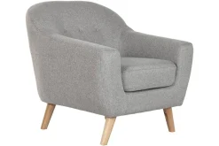 Sillón Tapizado en Poliéster Color Topo con Patas de Madera MB-221694