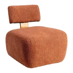 Sillón Tapizado Jaspeado Color Teja de Madera Nórdico 615253