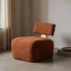 Sillón Tapizado Jaspeado Color Teja de Madera Nórdico 615253