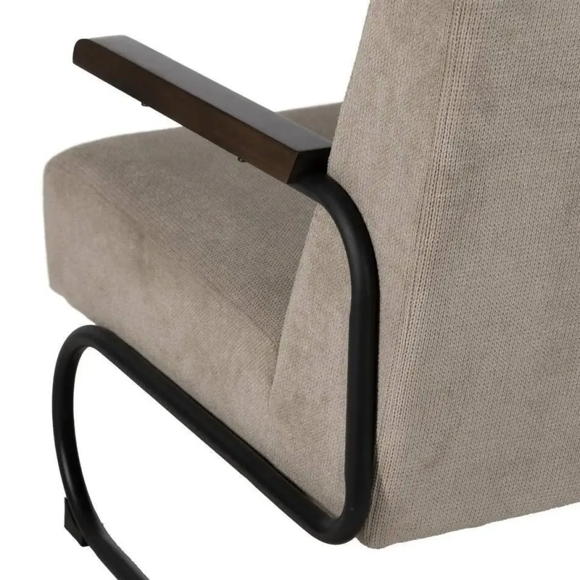 Sillón Taupe de Metal y Tejido con Patas Negras 613473