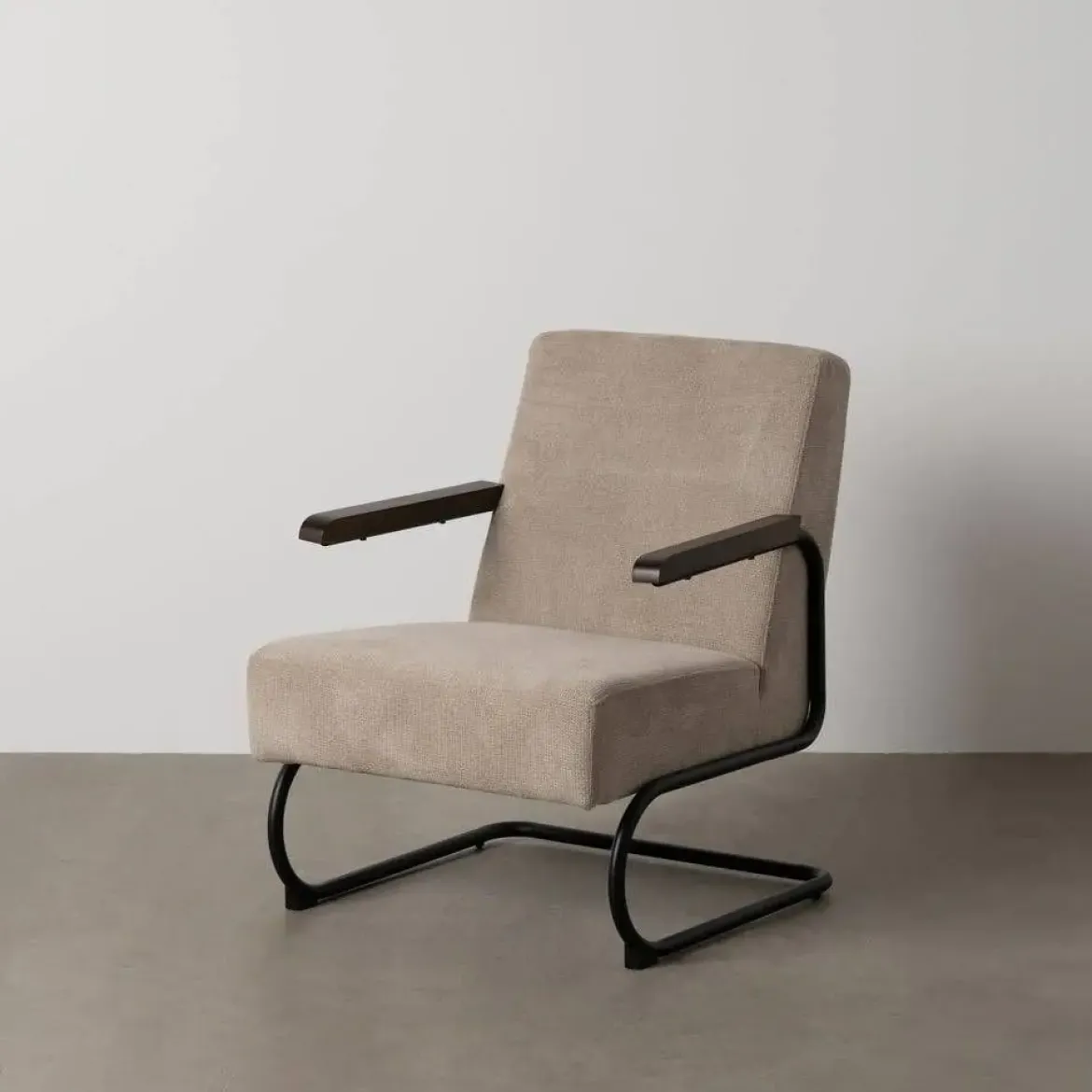 Sillón Taupe de Metal y Tejido con Patas Negras 613473