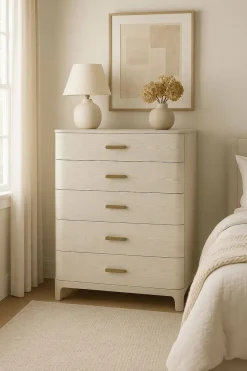 Sinfonier de Dormitorio en MDF Gris Claro con Tiradores de Metal MB-220064