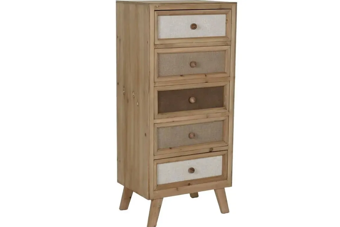 Sinfonier de Madera de Abeto con 5 Cajones de Lino MB-216621