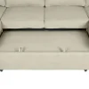 Sofá Cama Chaiselongue en Poliéster Arena con Estructura de Madera MB-218994