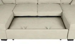 Sofá Cama Chaiselongue en Poliéster Arena con Estructura de Madera MB-218994