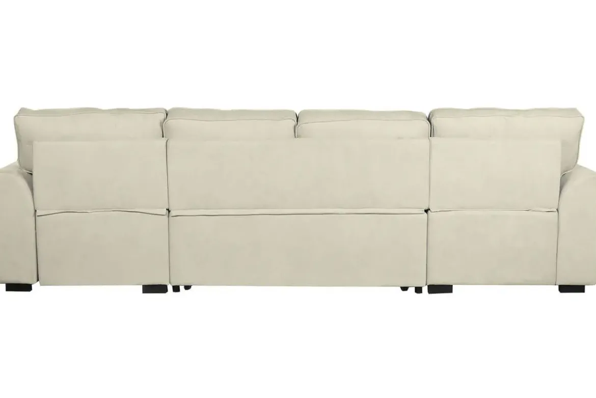 Sofá Cama Chaiselongue en Poliéster Arena con Estructura de Madera MB-218994