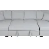 Sofá Cama Chaiselongue en Poliéster Gris con Estructura de Madera MB-211718