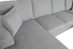 Sofá Cama Chaiselongue en Poliéster Gris con Estructura de Madera MB-211718
